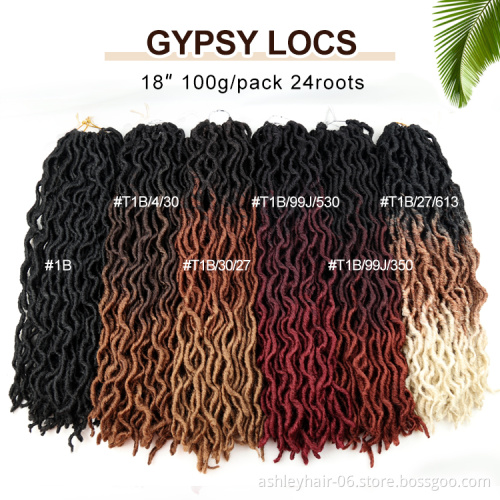 Ombre gypsy locs crochet hair 24 root natural synthetic hair gypsy locs extension jumbo wave faux wavy gypsy locs